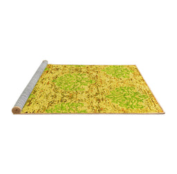 Sideview of Machine Washable Abstract Yellow Contemporary Rug, wshcon1062yw