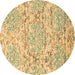 Round Machine Washable Abstract Brown Contemporary Rug, wshcon1062brn