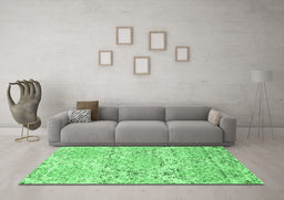 Machine Washable Abstract Emerald Green Contemporary Area Rugs in a Living Room,, wshcon1062emgrn
