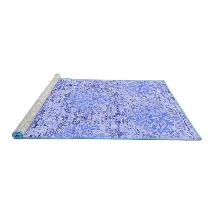 Sideview of Machine Washable Abstract Blue Contemporary Rug, wshcon1062blu