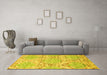 Machine Washable Abstract Yellow Contemporary Rug in a Living Room, wshcon1062yw