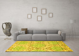 Machine Washable Abstract Yellow Contemporary Rug in a Living Room, wshcon1062yw