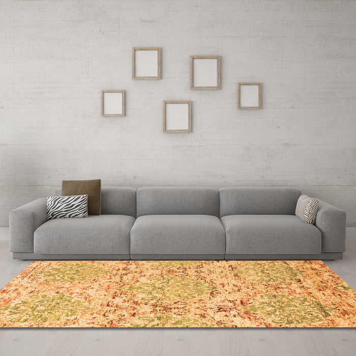 Machine Washable Abstract Orange Contemporary Area Rugs in a Living Room, wshcon1062org