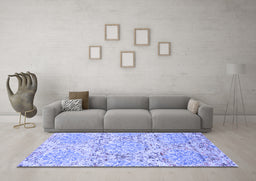 Machine Washable Abstract Blue Contemporary Rug in a Living Room, wshcon1062blu