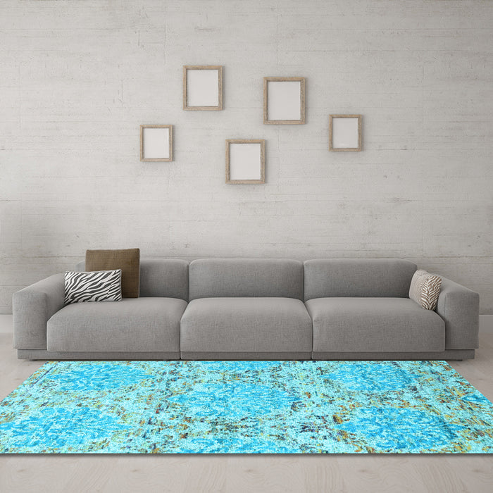 Machine Washable Abstract Light Blue Contemporary Rug in a Living Room, wshcon1062lblu