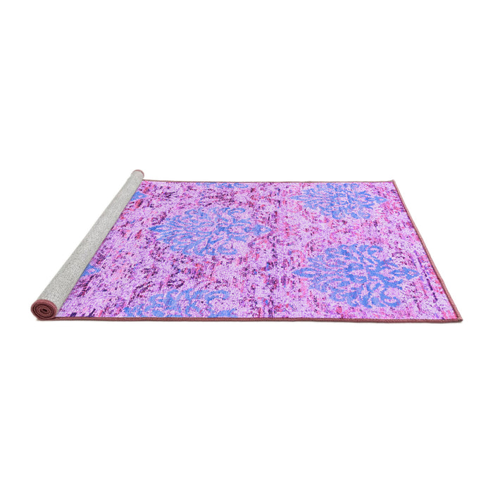 Sideview of Machine Washable Abstract Purple Contemporary Area Rugs, wshcon1062pur