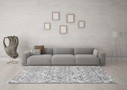 Machine Washable Abstract Gray Contemporary Rug in a Living Room,, wshcon1062gry