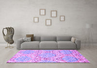 Machine Washable Abstract Purple Contemporary Rug, wshcon1062pur