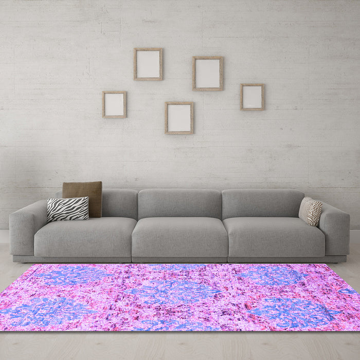 Machine Washable Abstract Purple Contemporary Area Rugs in a Living Room, wshcon1062pur