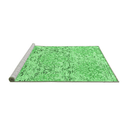 Sideview of Machine Washable Abstract Emerald Green Contemporary Area Rugs, wshcon1062emgrn