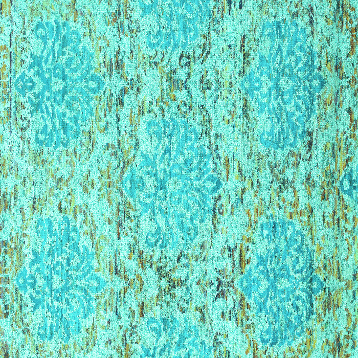 Square Machine Washable Abstract Turquoise Contemporary Area Rugs, wshcon1062turq