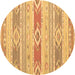 Round Abstract Brown Contemporary Rug, con1063brn