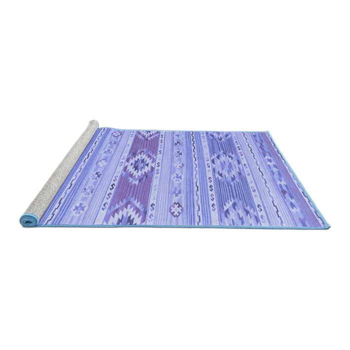 Sideview of Machine Washable Abstract Blue Contemporary Rug, wshcon1063blu