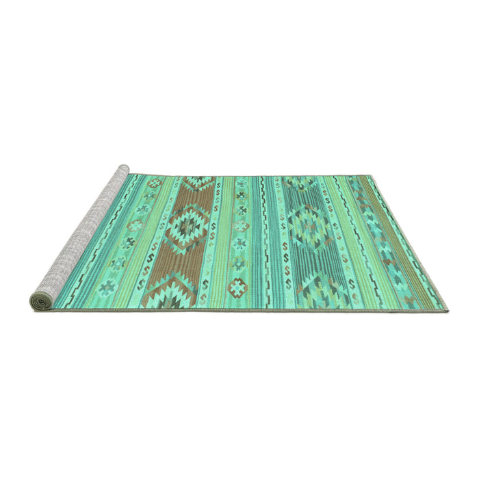 Sideview of Machine Washable Abstract Turquoise Contemporary Area Rugs, wshcon1063turq