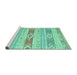 Sideview of Machine Washable Abstract Turquoise Contemporary Area Rugs, wshcon1063turq