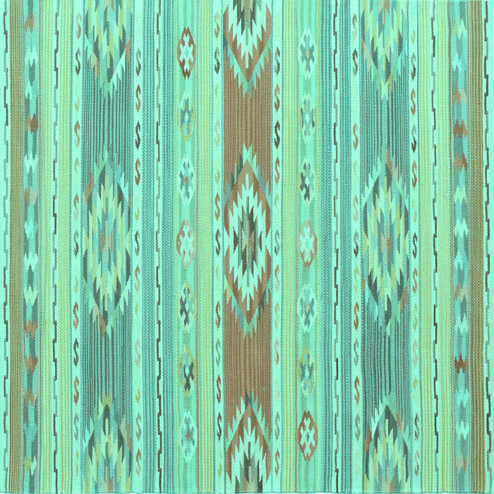 Square Machine Washable Abstract Turquoise Contemporary Area Rugs, wshcon1063turq