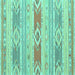 Square Machine Washable Abstract Turquoise Contemporary Area Rugs, wshcon1063turq