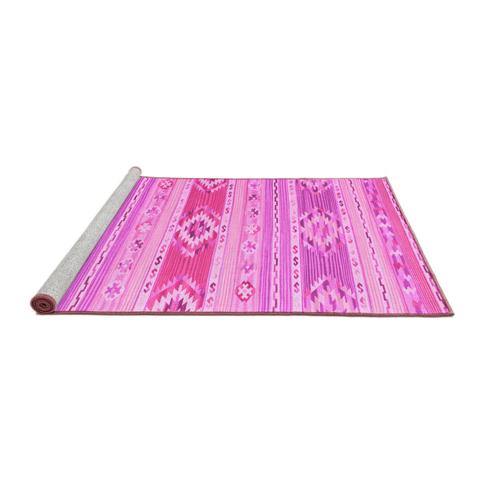 Sideview of Machine Washable Abstract Pink Contemporary Rug, wshcon1063pnk