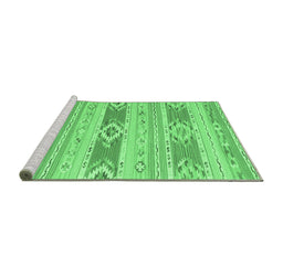 Sideview of Machine Washable Abstract Emerald Green Contemporary Area Rugs, wshcon1063emgrn