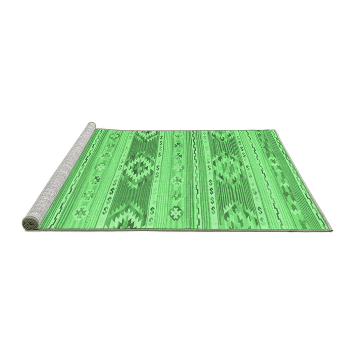 Sideview of Machine Washable Abstract Emerald Green Contemporary Area Rugs, wshcon1063emgrn
