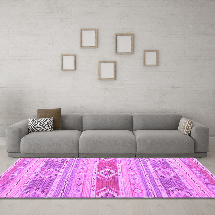 Machine Washable Abstract Purple Contemporary Area Rugs in a Living Room, wshcon1063pur