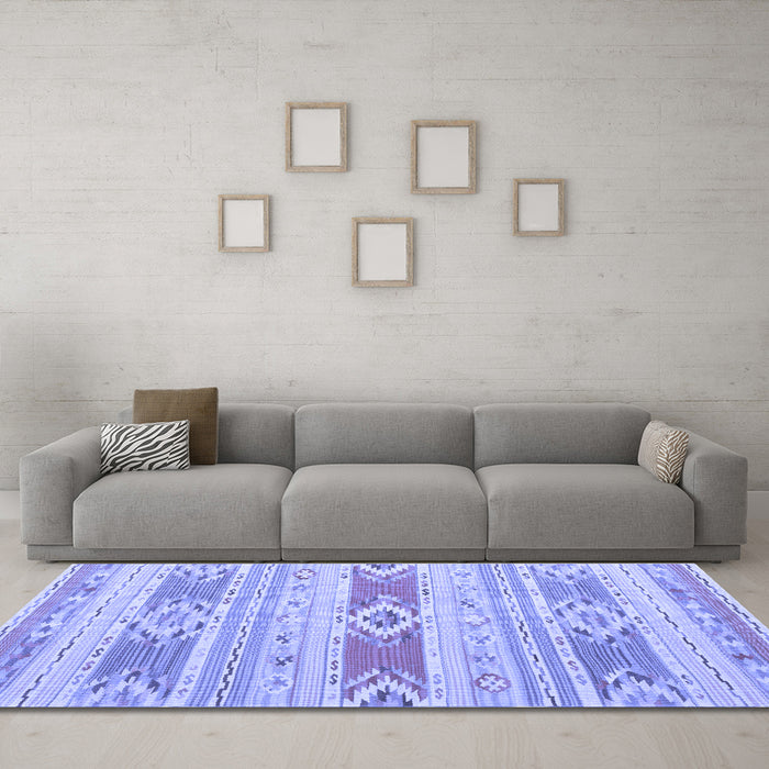 Machine Washable Abstract Blue Contemporary Rug in a Living Room, wshcon1063blu