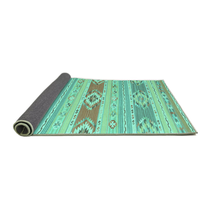 Sideview of Abstract Turquoise Contemporary Rug, con1063turq
