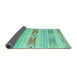 Sideview of Abstract Turquoise Contemporary Rug, con1063turq