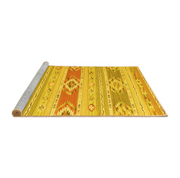 Sideview of Machine Washable Abstract Yellow Contemporary Rug, wshcon1063yw