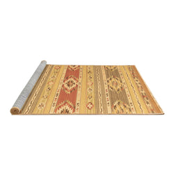 Sideview of Machine Washable Abstract Brown Contemporary Rug, wshcon1063brn