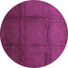 Round Machine Washable Abstract Purple Contemporary Area Rugs, wshcon1064pur