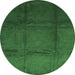 Round Abstract Emerald Green Contemporary Rug, con1064emgrn