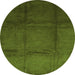 Square Abstract Green Contemporary Rug, con1064grn