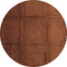 Round Abstract Brown Contemporary Rug, con1064brn