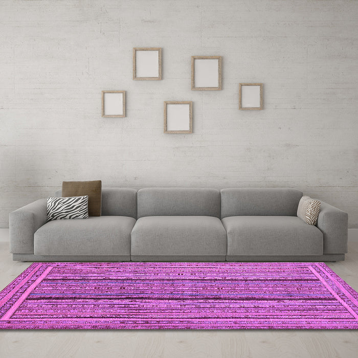 Machine Washable Abstract Purple Contemporary Area Rugs in a Living Room, wshcon1065pur