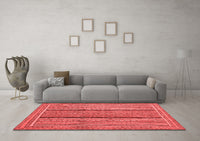 Machine Washable Abstract Red Contemporary Rug, wshcon1065red