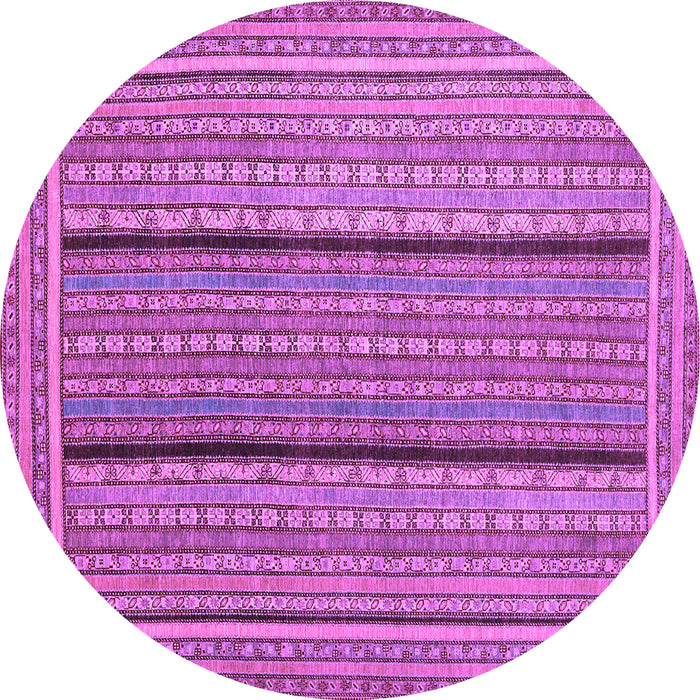Round Abstract Purple Contemporary Rug, con1065pur
