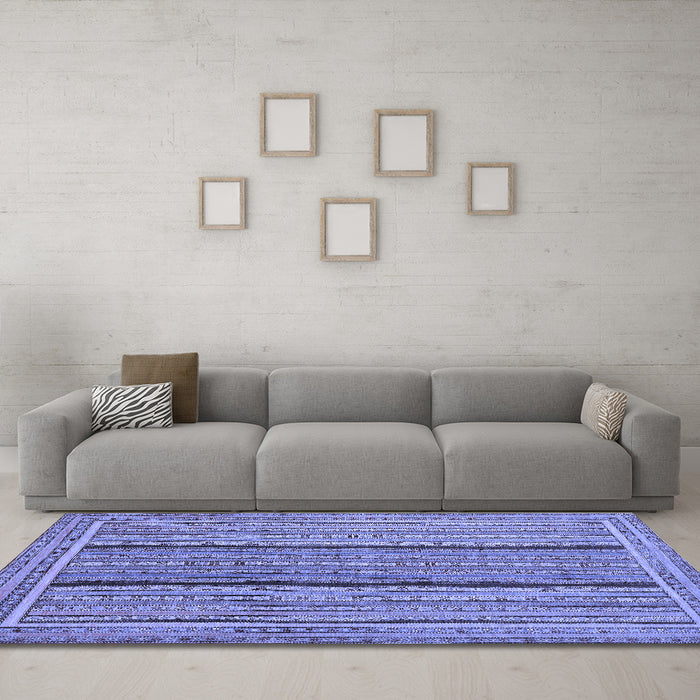 Machine Washable Abstract Blue Contemporary Rug in a Living Room, wshcon1065blu