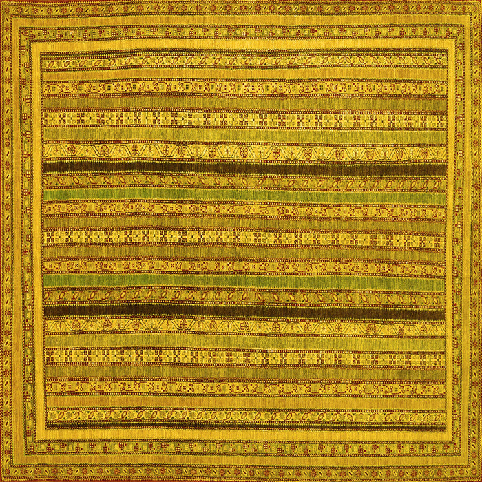 Square Abstract Yellow Contemporary Rug, con1065yw