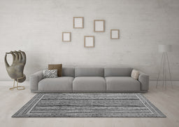 Machine Washable Abstract Gray Contemporary Rug in a Living Room,, wshcon1065gry