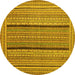 Round Abstract Yellow Contemporary Rug, con1065yw