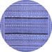 Round Abstract Blue Contemporary Rug, con1065blu