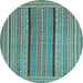 Round Machine Washable Abstract Light Blue Contemporary Rug, wshcon1065lblu