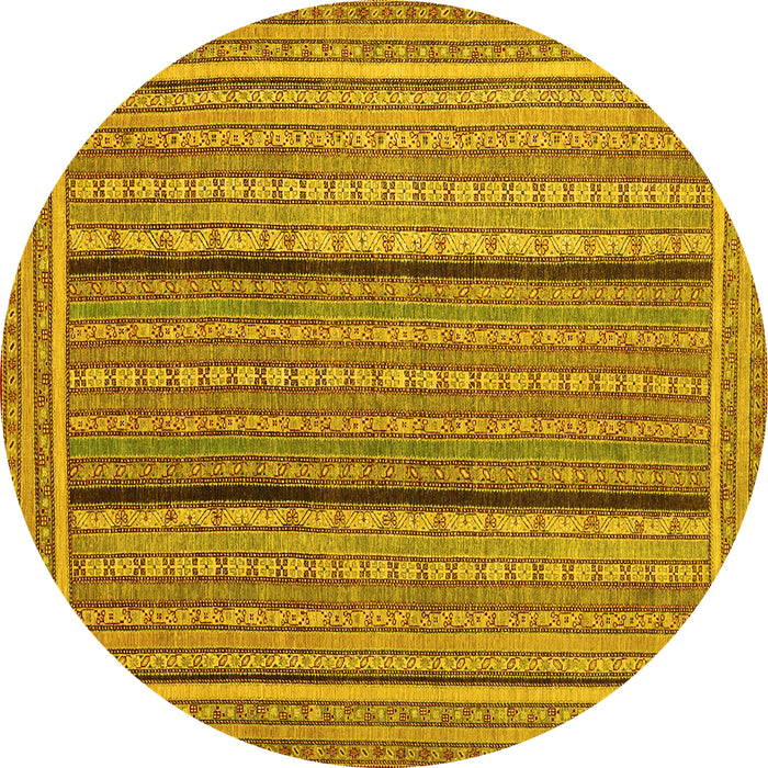 Round Machine Washable Abstract Yellow Contemporary Rug, wshcon1065yw