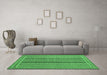 Machine Washable Abstract Emerald Green Contemporary Area Rugs in a Living Room,, wshcon1065emgrn