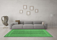 Machine Washable Abstract Emerald Green Contemporary Rug, wshcon1065emgrn