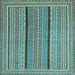 Square Machine Washable Abstract Light Blue Contemporary Rug, wshcon1065lblu