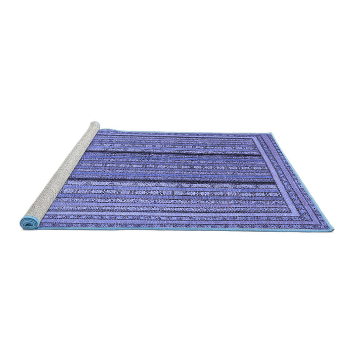 Sideview of Machine Washable Abstract Blue Contemporary Rug, wshcon1065blu