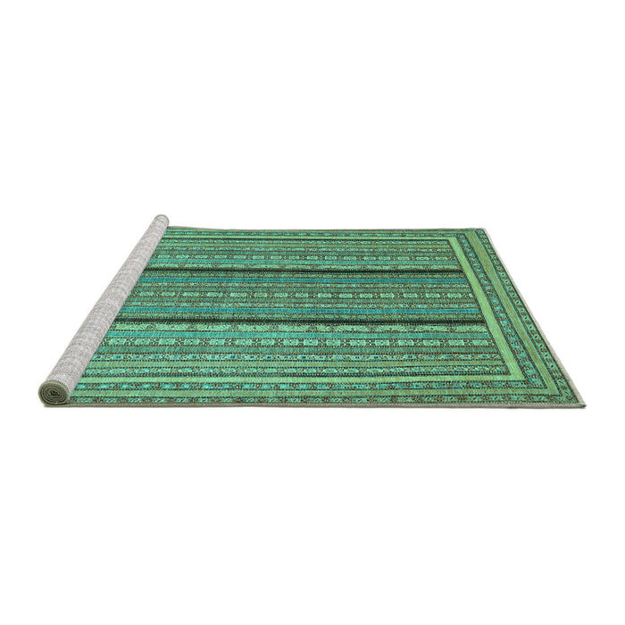 Sideview of Machine Washable Abstract Turquoise Contemporary Area Rugs, wshcon1065turq