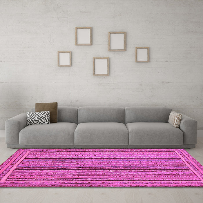 Machine Washable Abstract Pink Contemporary Rug in a Living Room, wshcon1065pnk